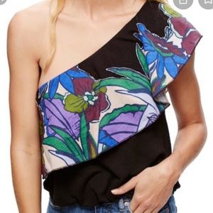 Free People One Shoulder Floral Top